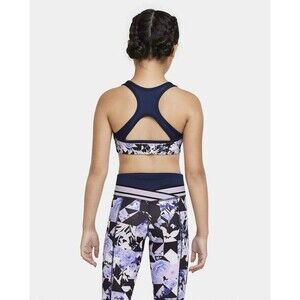 NIKE Girls Reversible Sports Bra, Size M, Navy Blue Purple Floral